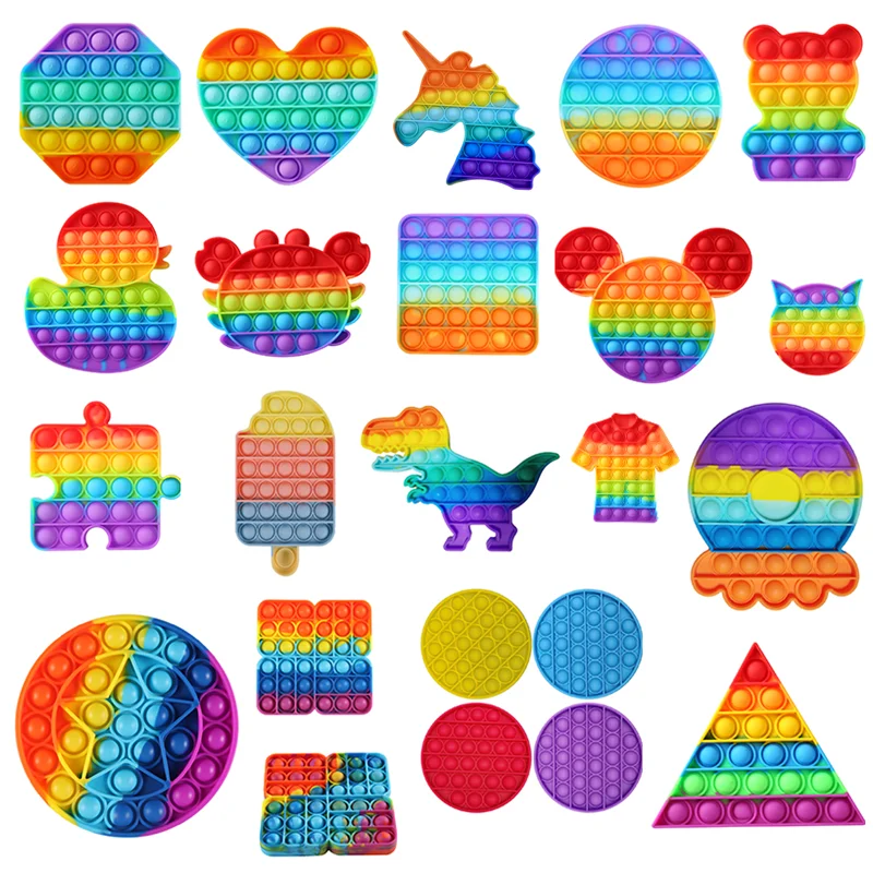 

Rainbow Push Bubble Pops Fidget Sensory Toy for Autisim Special Needs Anti-stress Game Stress Relief Squishy Pops It Fidget Toys