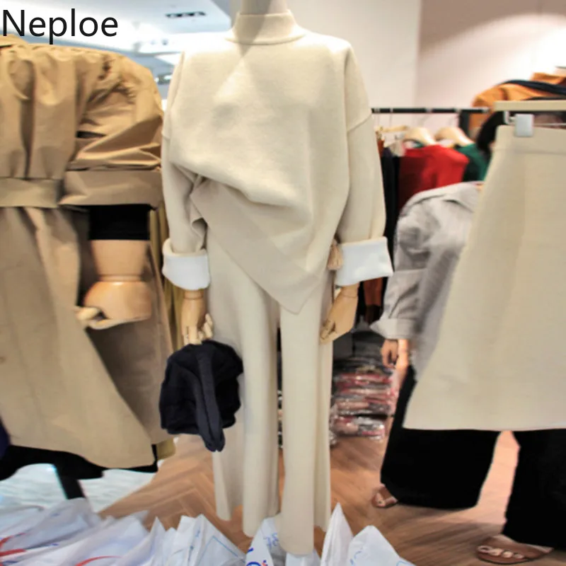 Neploe корейских милых романтичных Для женщин комплекты с круглым вырезом вязаный