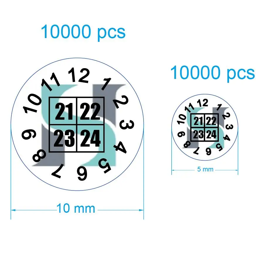 Payment link for 10000 pcs of 5 mm and 10000 pcs of 10 mm warranty void brittle stickers