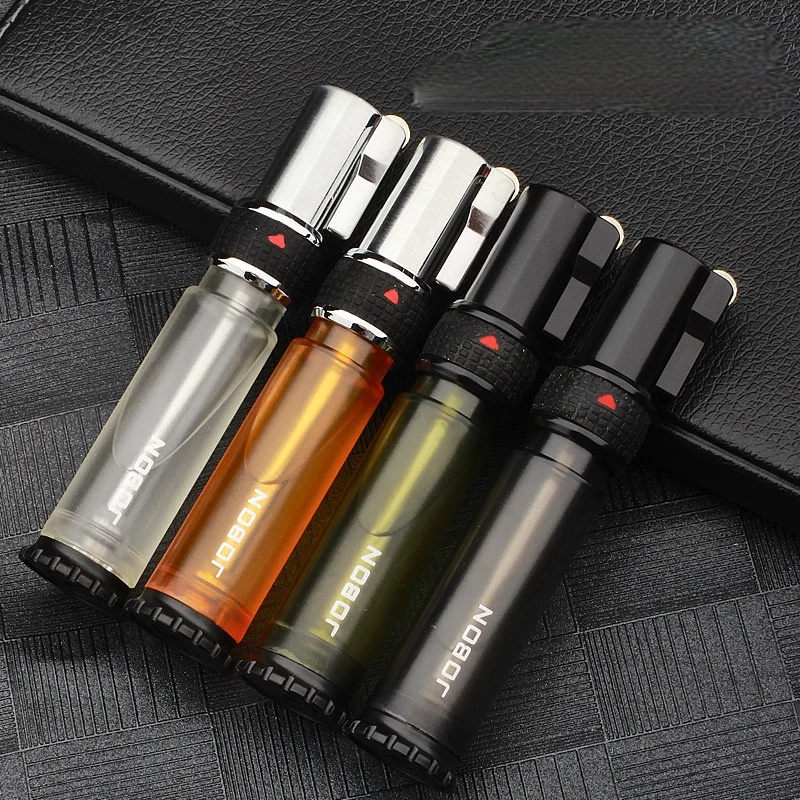 

Briquets Et Accessoires Fumeurs Visible Steam Silo Straight Blue Flame Grinding Wheel Windproof Inflatable Lighter Gift for Men