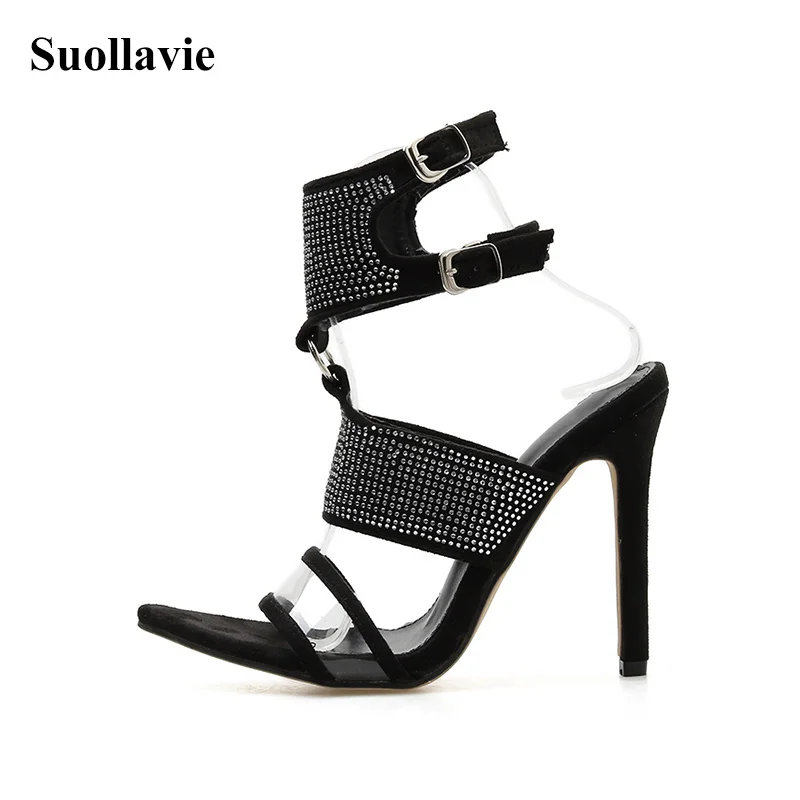 Женские ботильоны с острым носком черные ботинки из ПВХ прозрачным ремешком и