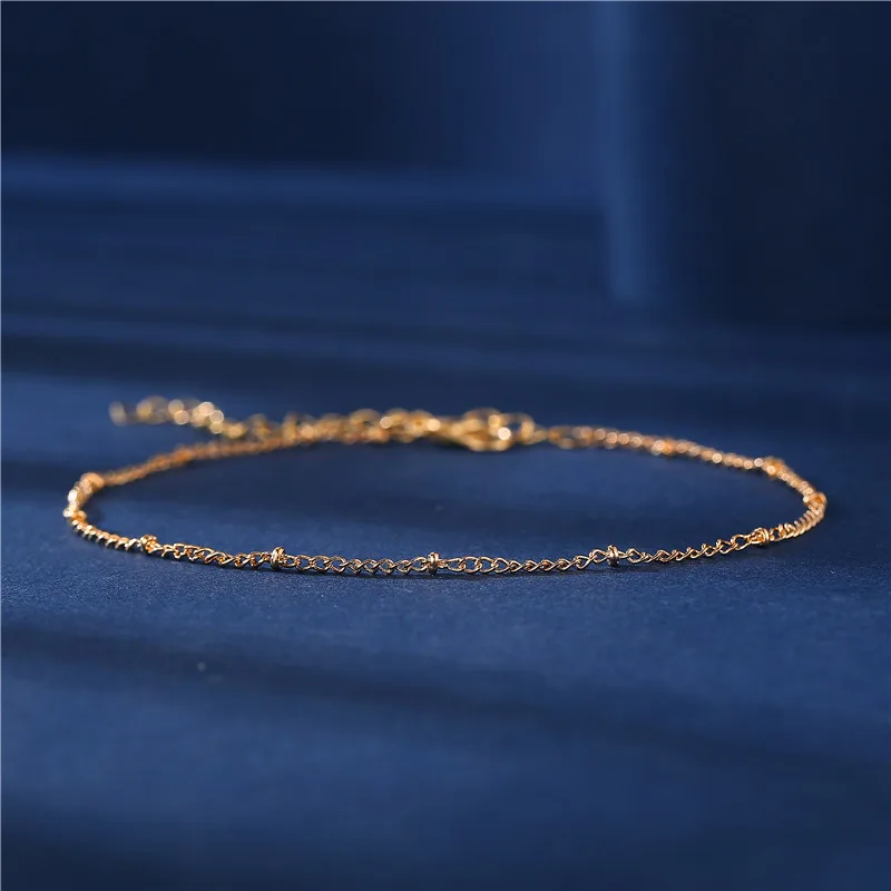 Женский браслет IF ME богемский минималистичный с бусинами и цепочкой на лодыжке