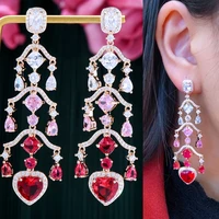 missvikki fashion street style heart drop earrings for women wedding party cubic zircon dubai bridal earring boucle doreille