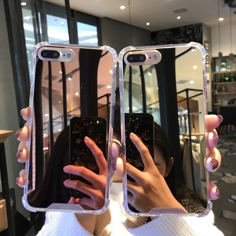 Роскошный прозрачный чехол накладка с зеркалом для макияжа мягкий iPhone X XS Max XR 8 7 6