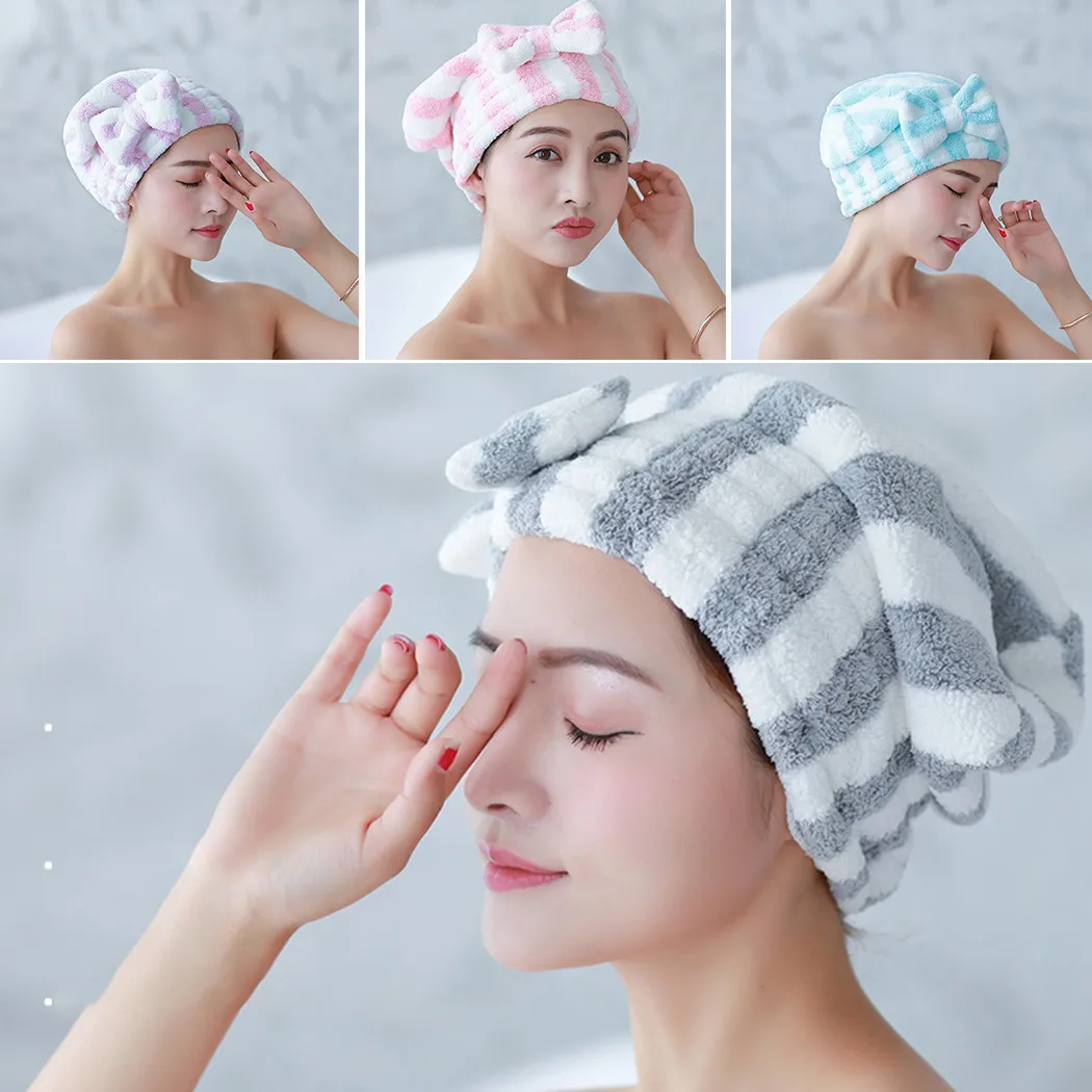 

Microfiber Solid Quickly Dry Hair Hat Hair Turban Women Girls Ladies Cap Bathing Drying Towel Head Wrap Hat
