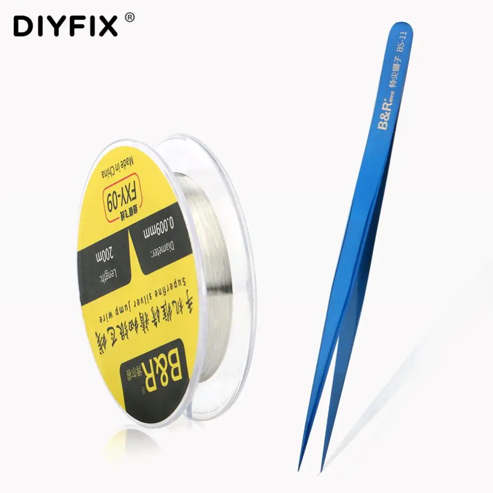 Мобильный телефон ремонт инструменты чистого серебра Летающий провода Пинцет