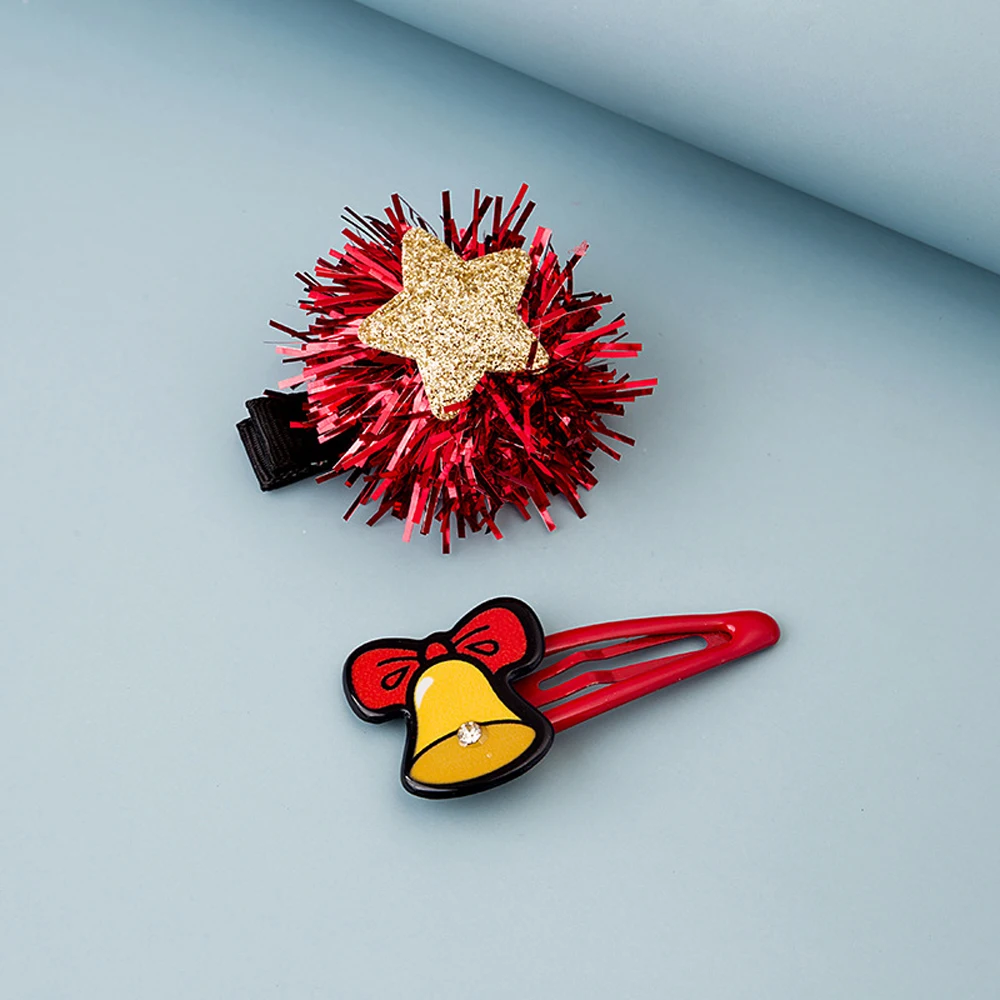 

2Pcs/set Girls Cartoon Christmas Gifts Hair Accessories Set Hair Clips Barrettes Hair Ornament Headbands Children Hairpins