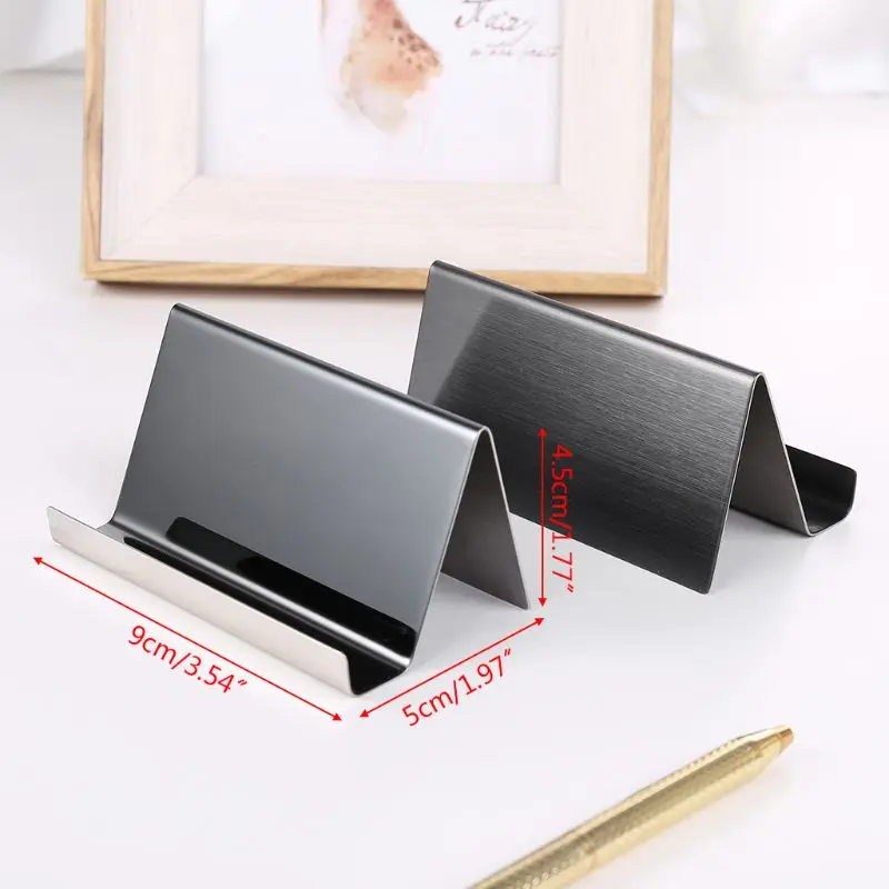 

1 Pc Stainless Steel Business Card Holder Desktop Card Display Rack Organizer for Office