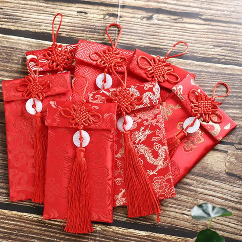 Красный конверт в китайском стиле сумка для денег на удачу вертикальная ткань