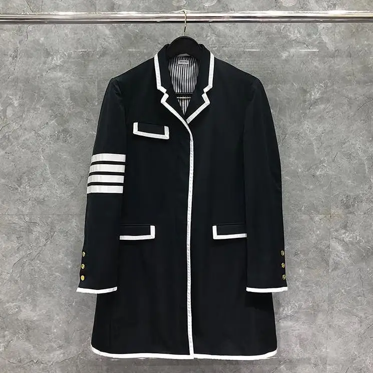 Модная брендовая ветровка 2021, мужское длинное пальто на осень и зиму, повседневная мужская куртка с отложным воротником, шерстяная черная о...