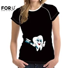 Однотонные футболки FORUDESIGNS, простой милый знак с зубами и зубной щеткой, тонкая одежда для кормления, летний подарок для медсестры, врача, друзей