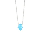 Мода белый синий хамса из опала ожерелье со звеньями синтетическая подвеска в форме руки ожерелье для женщин лучшие подарки для девочек C