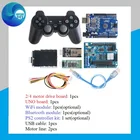 Комплект контроллера робота-танка с ручкой и рукояткой для Arduino UNO R3, контроллер с сервоприводом, плата с PS2 сделай сам, Bluetooth, Wi-Fi