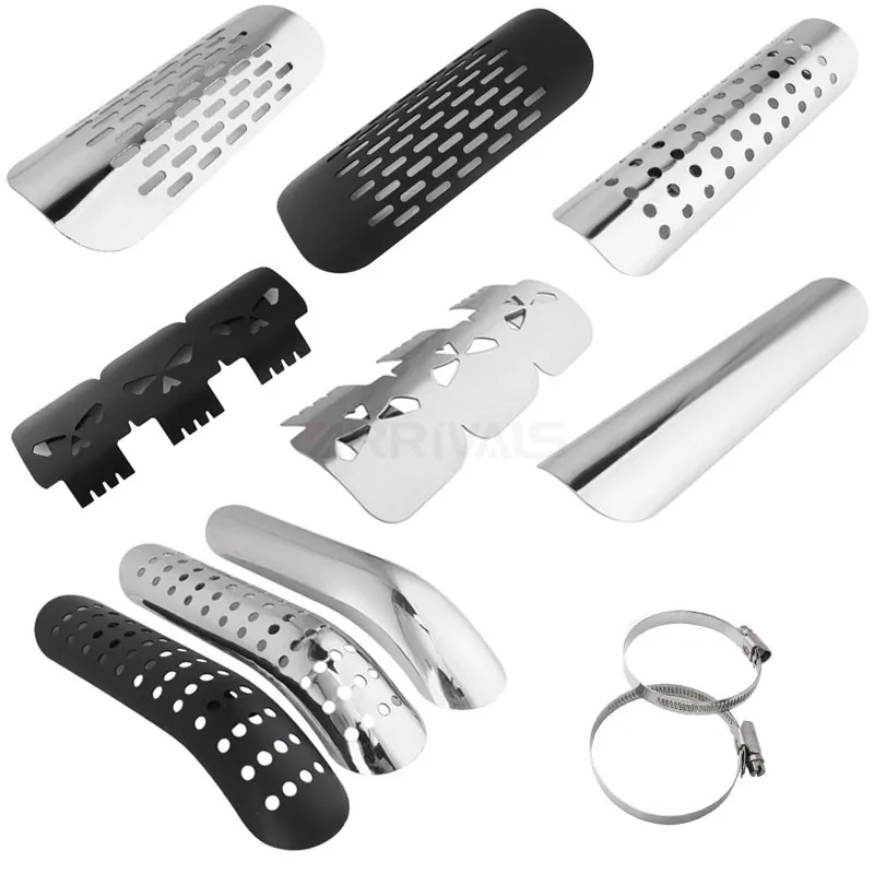 Хромированный черный мотоциклетный тепловой щит защитная крышка выхлопной