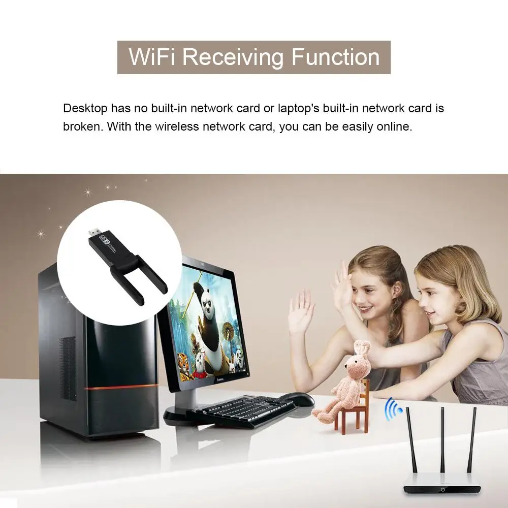 

USB 3.0 1200Mbps Wifi Adapter Dual Band 5GHz 2.4Ghz 802.11AC RTL8812BU Wifi Antenna Adaptador Dongle Network Card Laptop Desktop