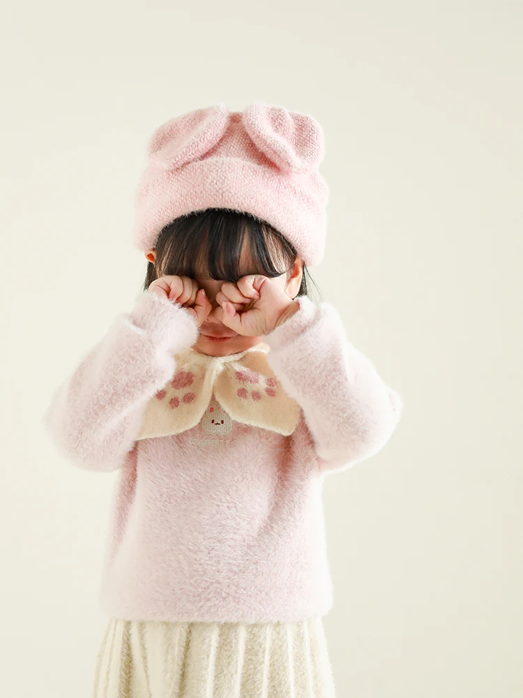 Зимняя вязаная шапка для девочек трехмерная игривая детская ветрозащитная