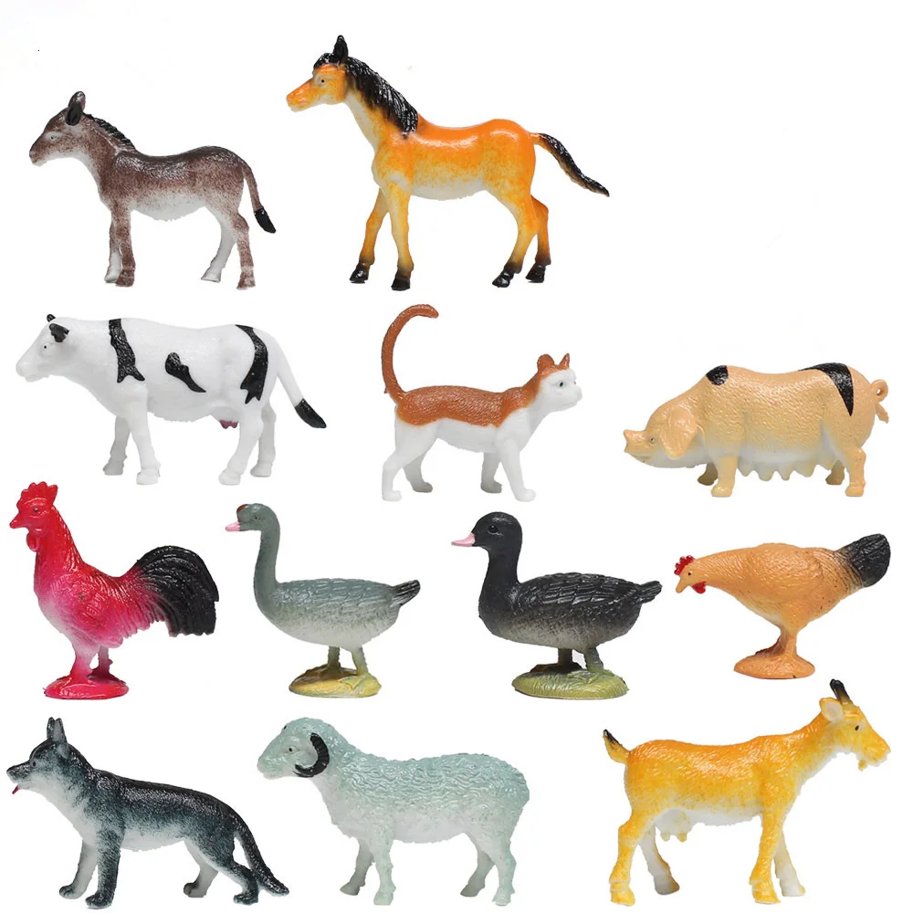 Фигурки для животных 12 шт. фигурки на ферме пластиковые лошадка кошечка свинья
