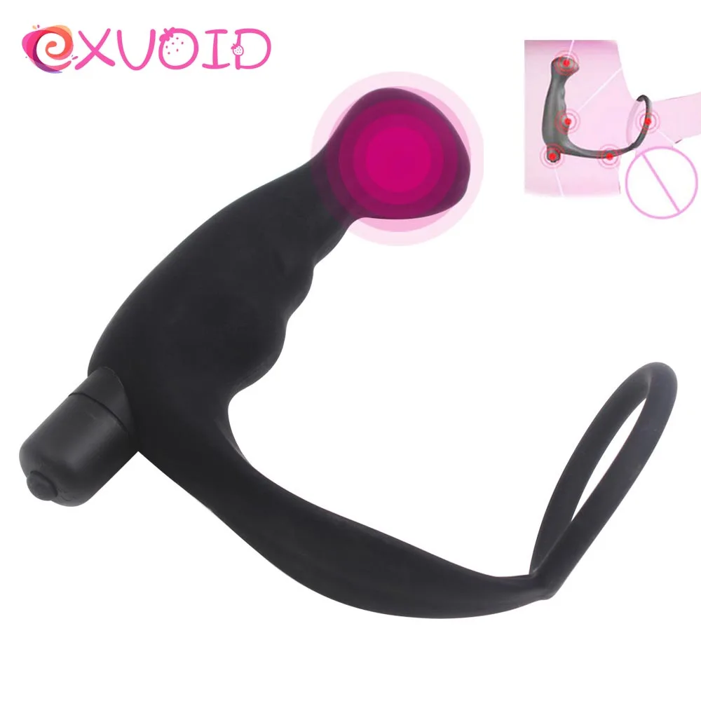 Анальный вибратор EXVOID с кольцом для задержки эякуляции секс-игрушки мужчин