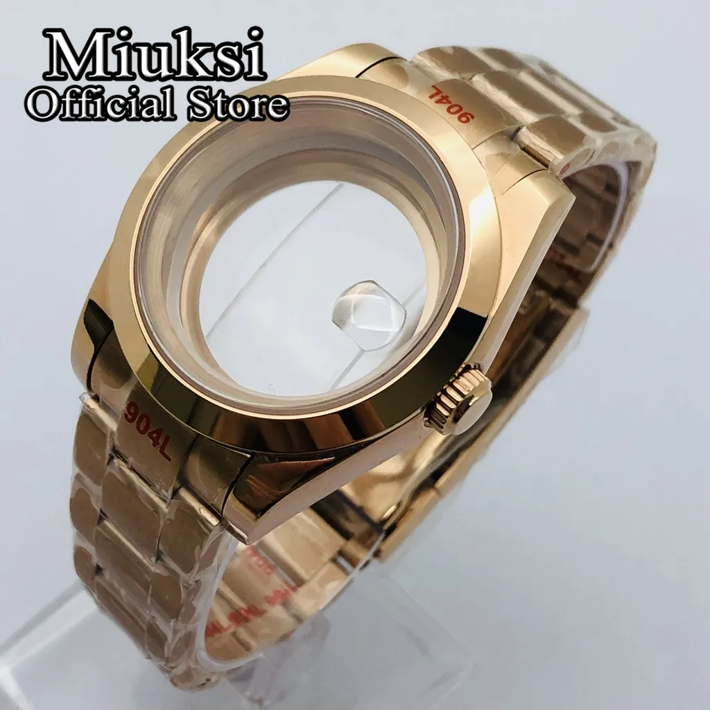 Miuksi 36mm/40mm rose gold sterile watch case sapphire glass fit NH35 NH36 ETA2824 2836 Miyota8215 PT5000 DG2813 3804 movement