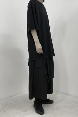 

NEW PURE-COLOR STITCHING SHORT-SLEEVE T-SHIRT Korean Version of Black Half-sleeve T-shirt Loose Short Sleeve T-shirt