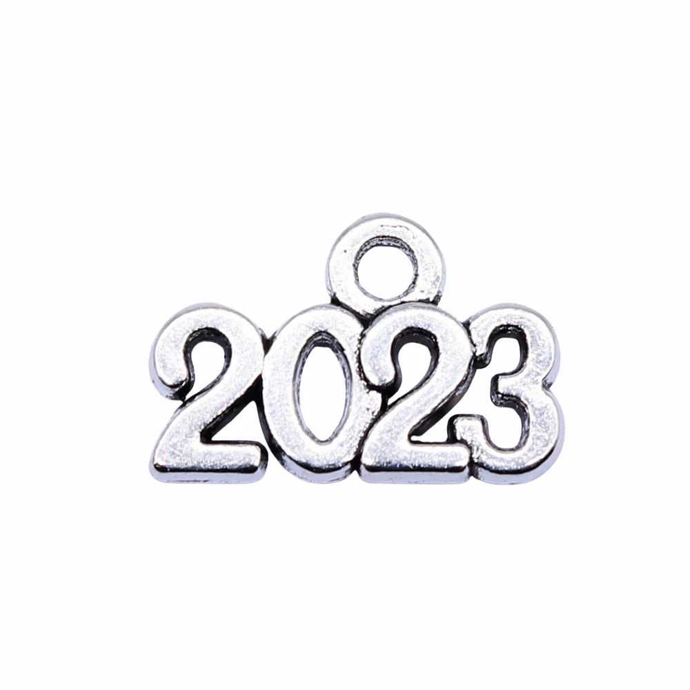 

40pcs 14x10mm Antique Silver Color 2023 Number Charms Pendant For Jewelry Making DIY Jewelry Findings