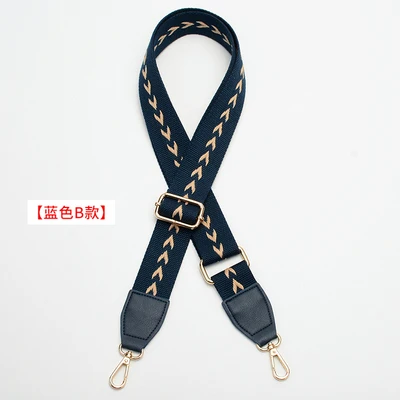 blue A design 3,8 см широкий Модный ремешок с вышивкой стрелы V хлопковая холщевая ткань Сделай Сам сумка на одно плечо ручка ремня 88~ 140 см регулируемая - Цвет: blue A design