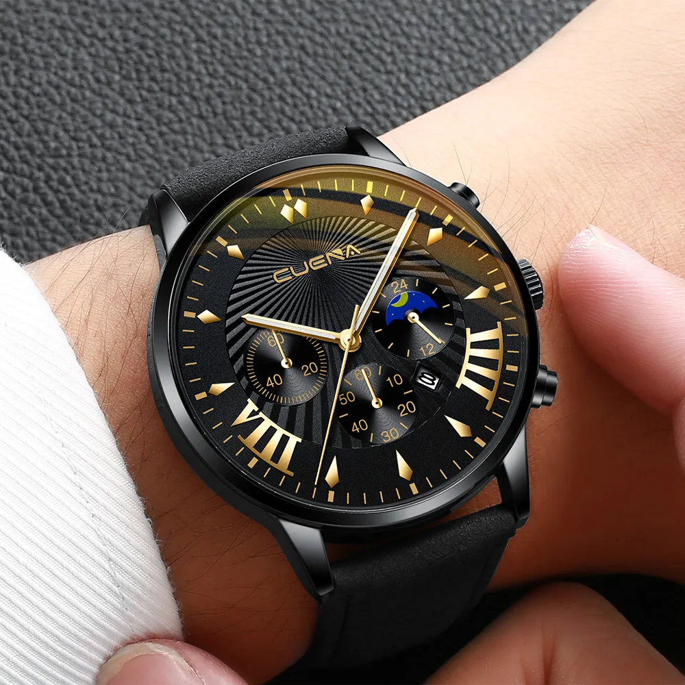 

Top Luxury Brand Fashion Business Quartz Watch Men Leather Strap Sports Wrist Watches Clock Hour Male Relogio Masculino