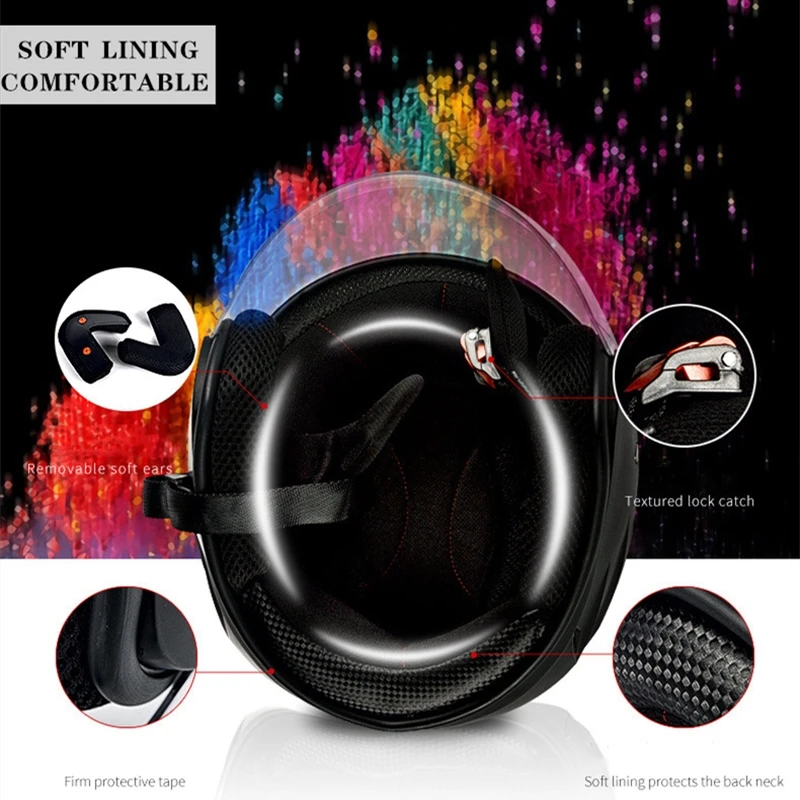 Мотоциклетный шлем 3/4 полушлем для самоката съемные уши подкладка