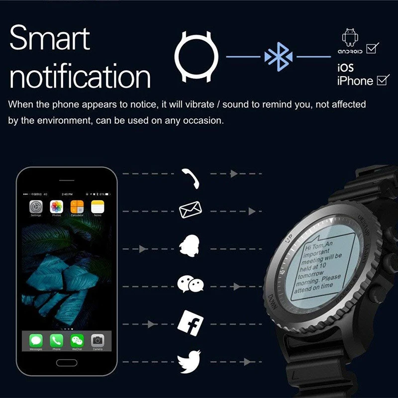 S968 умные часы мужские Bluetooth с поддержкой GPS давление воздуха звонки пульс