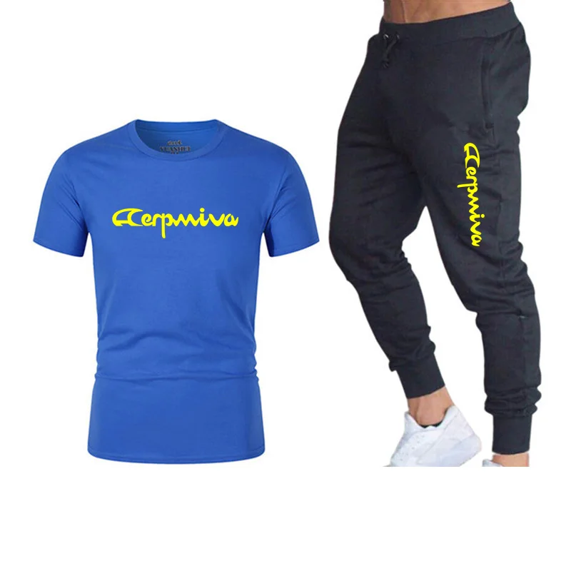 

Casual fashion short-sleeved men's tide 2021 spring and summer new high-end casual sports men's two-piece suit