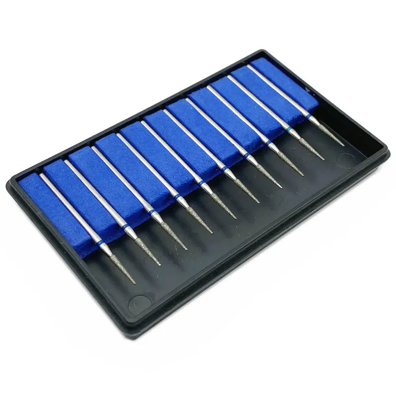 

10pcs/set Diamond Nail Drill Milling Cutter Dental Grinding Polish Burs Nail Drill Polisher 2.35mm Shank Needle Type