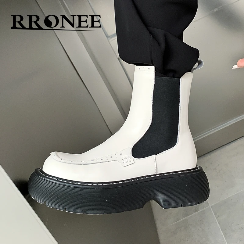 

Thick soled muffin soled Martin boots English style slim ankle boots for women versatile Spring chimney Chelsea boots
