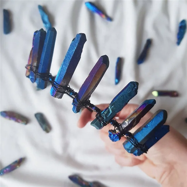 

Aura Quartz Crown Boho Festival Pageant Tiara Wedding headband without clip