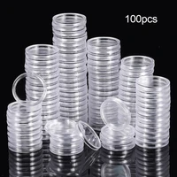 100pcs transparent round coin capsules storage reusable lightweight acrylic mini coin collecting box home supplies