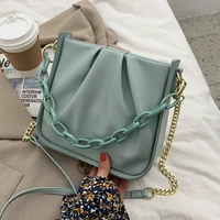 chain handbag women 2021 fashion high quality pu leather ladies designer shoulder bag large capacity solid color messenger bag