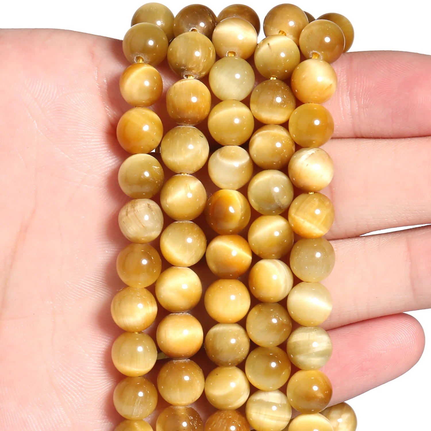 

Бусины тигровый глаз золотого цвета, круглые бусины с отверстием россыпью, для изготовления ювелирных изделий «сделай сам», для браслетов р...