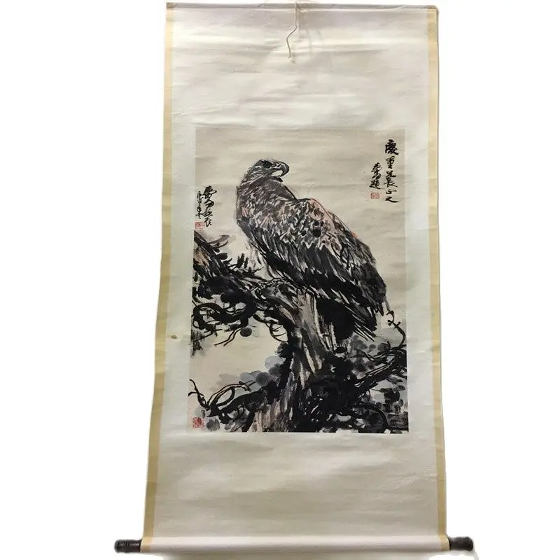 

Китайский Старый свиток Хуан Чжоу с орлом, портретная живопись, рисовая бумага, рисовая живопись среднего зала