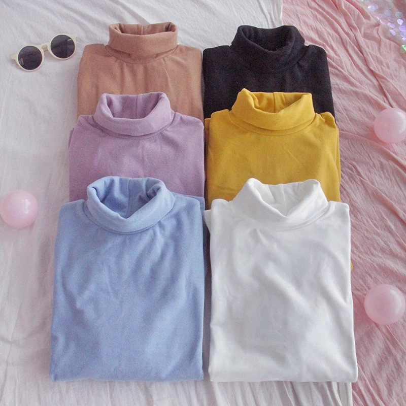

Xiasen's welfare style high collar soft velvet long sleeve slim winter sanding bottoming shirt leisure jacket winter