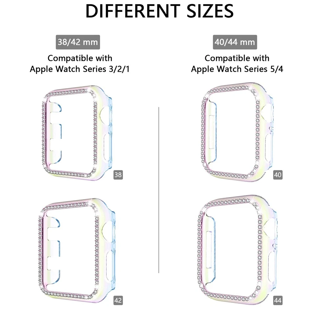 

for apple watch se 6 case 40mm 44mm series 5 4 3 42mm 38mm Full Around Diamond Shiny case for iwatch women shell Plate Frame
