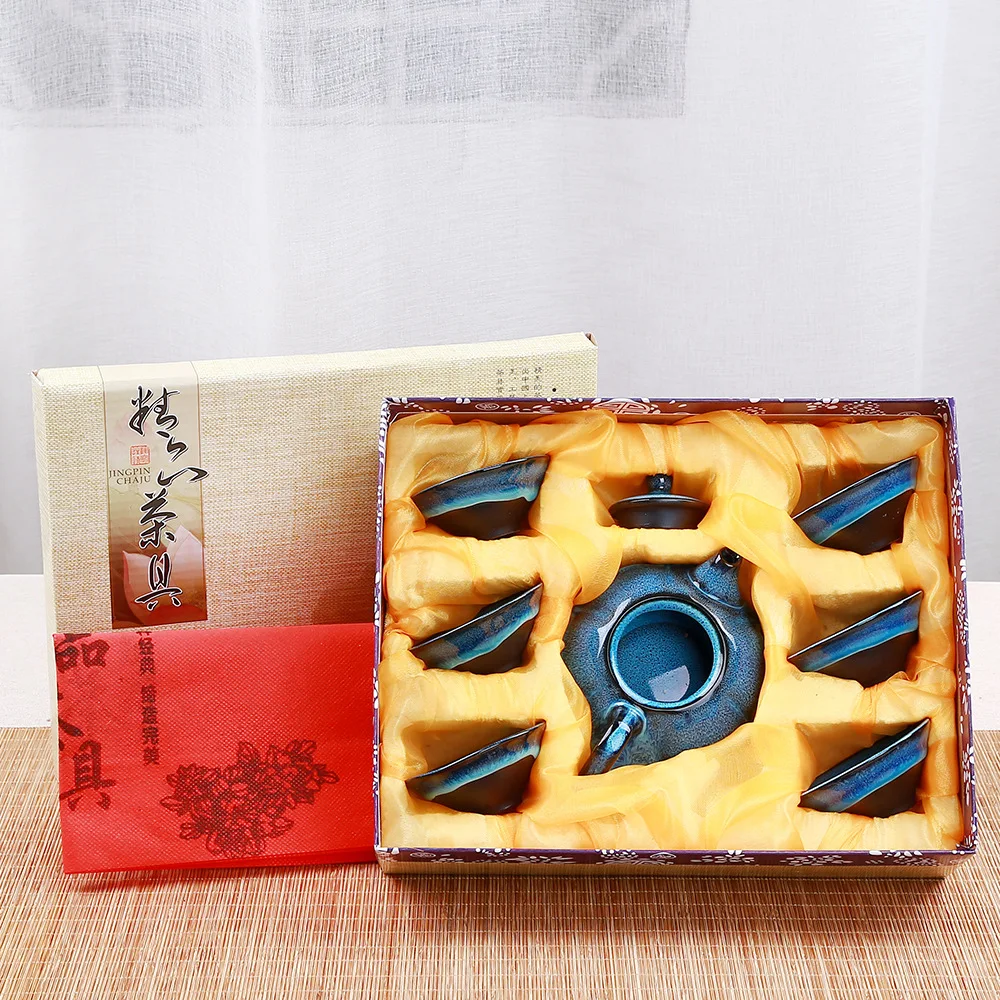 

10 pcs/set Decorative Teaware Set Tea Storage Box Chinese Kung Fu Cup Drinkware Container For Home Chinese Style Teapot For Gift