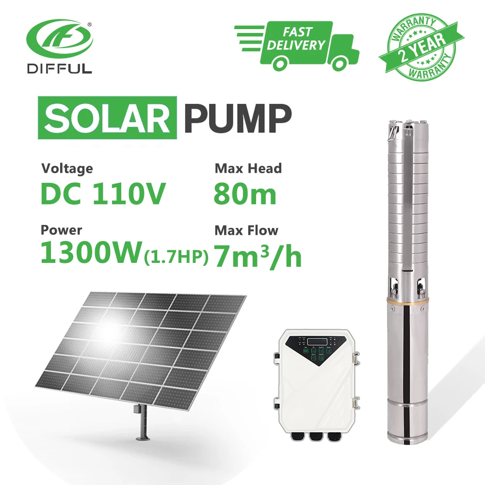 4 &quotDC глубокий колодец Солнечный водяной насос 110В 1300 Вт MPPT контроллер рабочее