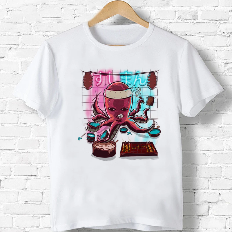 

Летняя футболка с принтом Chief Cooktopus для мальчиков, милая детская одежда, хлопковые футболки с коротким рукавом для маленьких девочек и мальч...