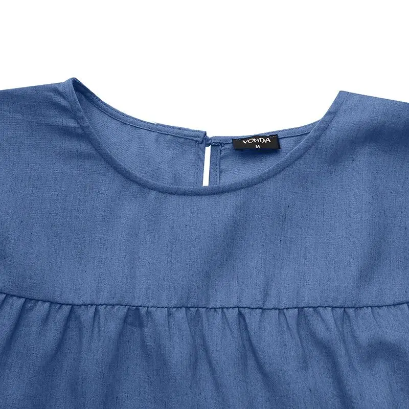 

Holiday Sundress 2021 VONDA Bohemian Tank Dress Stylish Women Solid Dresses Casual Loose Vestidos Party Robe Vestidos S-5XL