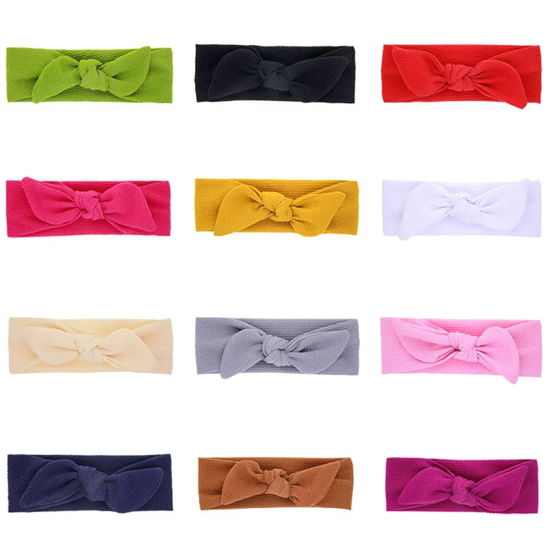 

Baby Kids Solid Color Rabbit Ears Headbands Turban Children Elastic Hairbands Fashion Head Wrap Hair Accessories