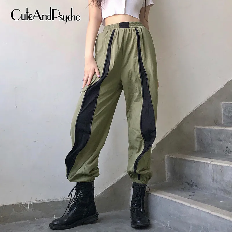 

Streetwear Cotton Female Sweatpants Zipper Casual Fashion Oversized Cargo Pants Joggers Women Wide Leg Trousers Cuteandpsycho