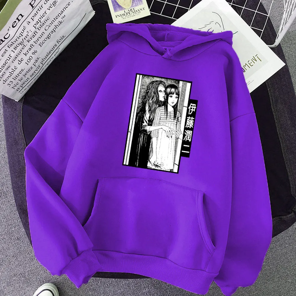

Funny Japanese Anime Junji Ito Pattern Print Hoodies Women Casual Fashion Hoodie Woman Hip Hop Style Hooded Sweatshirts Tops