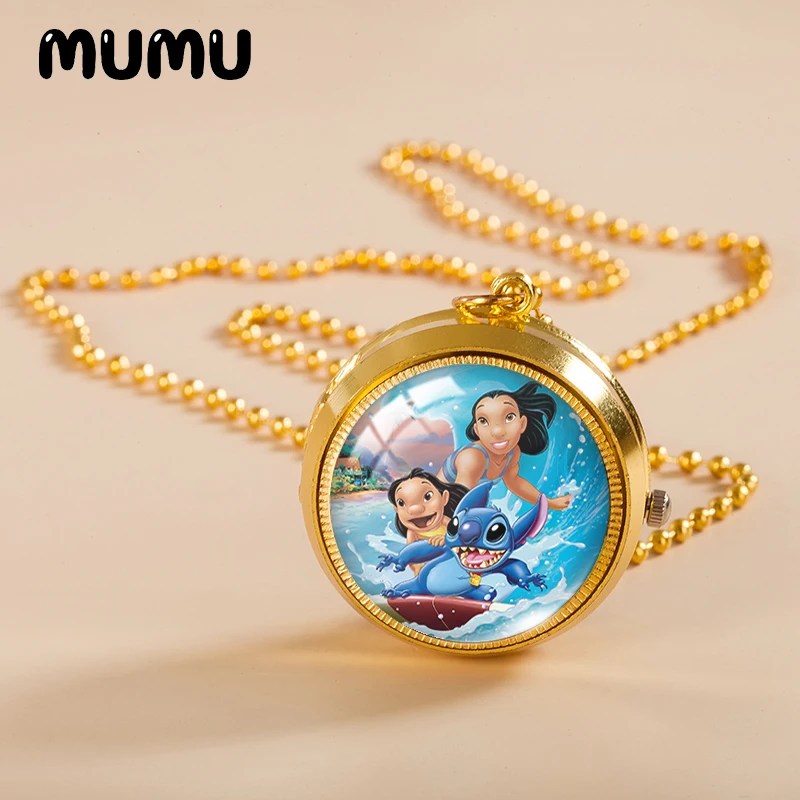 Новинка 2021 карманные часы с изображением Лило и ститча ожерелье ангел золотой