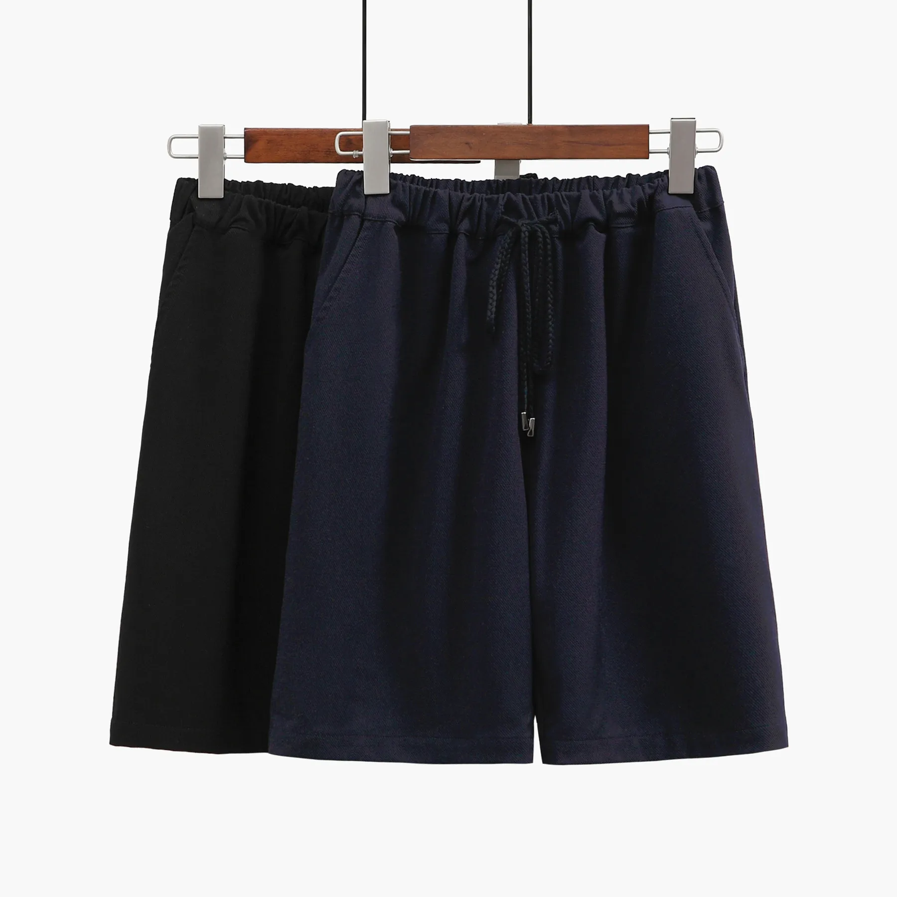 

Chic Khaki Cropped Pants Women's Summer Loose Straight Short Pants Student Korean Style Casual Sports Elastic Waist Black Shorts