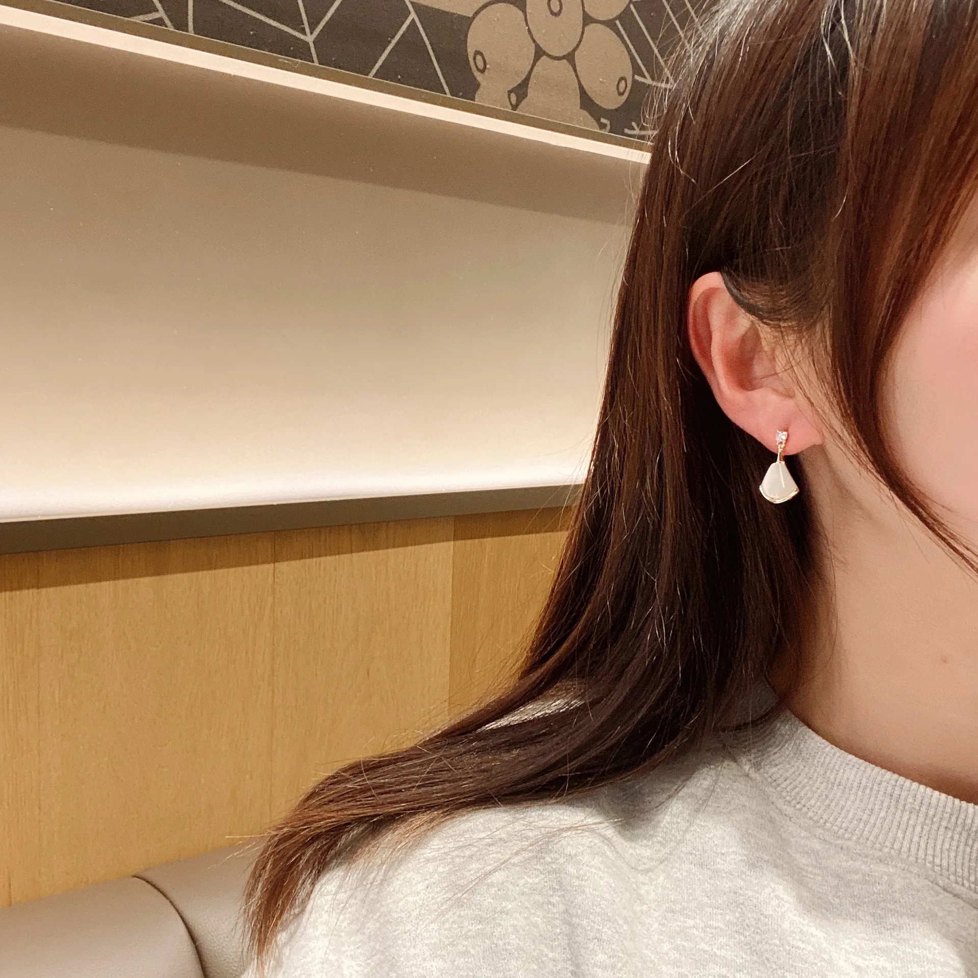 

Silver Colour Earrings Geometric White Pendant Earring Inlaid with Exquisite Cubic Zirconia for Women Elegant Accessories