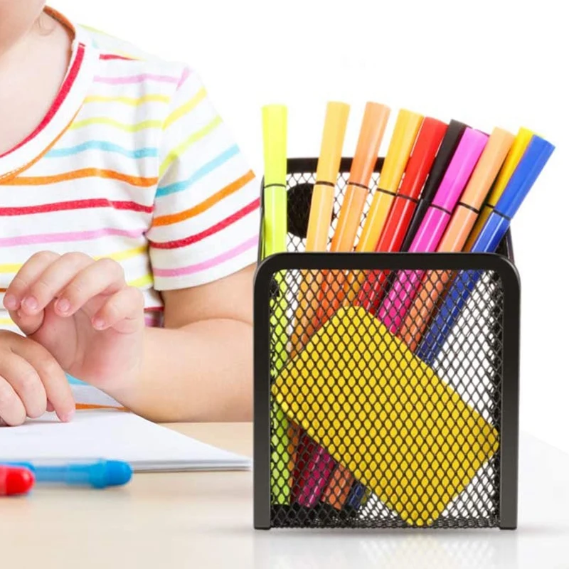 

3PCS Magnetic Pencil Holder Metal Wire Mesh Magnetic Basket Pen Pencil Makeup Organizer Kitchen